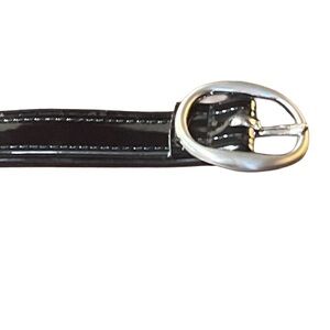 Patent Leather Belt with Brushed Nickel Buckle
